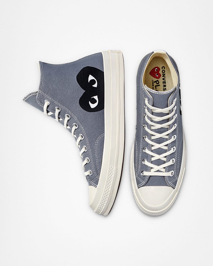 Tenis Converse x Comme des Garçons PLAY Chuck 70 Cano Alto Masculino Cinzentas Pretas | PT T00815T